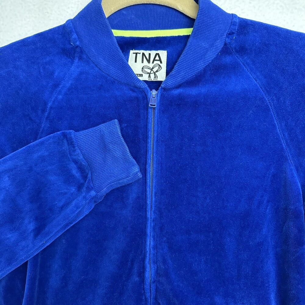 TNA Aritzia XXS Womens Velour Full Zip Track Jacket Royal Blue Retro Y2K Lounge